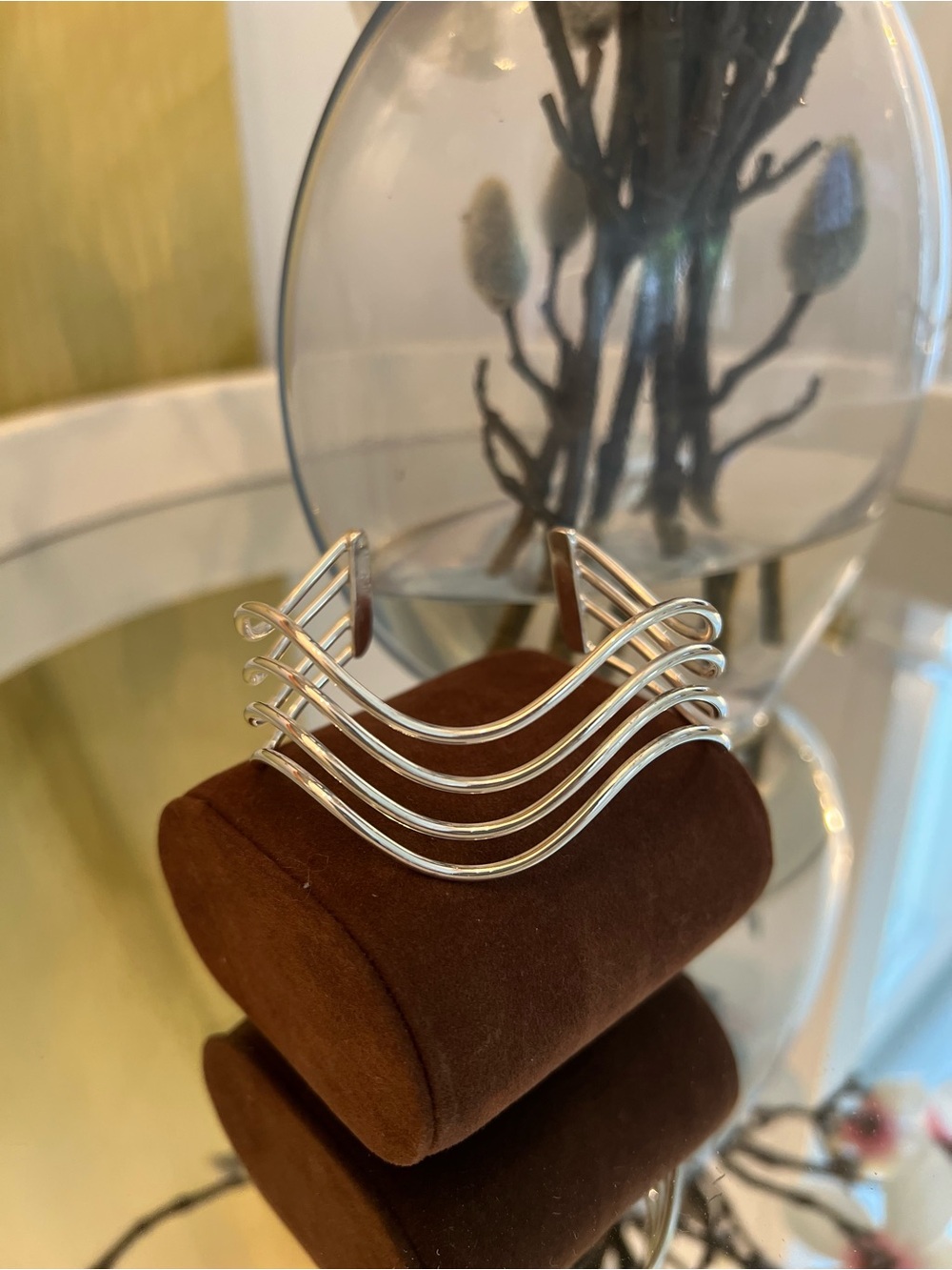 Wave-Style Open Cuff Bracelet - Silver Not 925